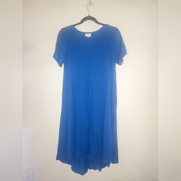 💙EUC LuLaRoe "Carly T-Shirt Dress" in True Blue💙 Sz Small (6-8+)💙 - Picture 1 of 7